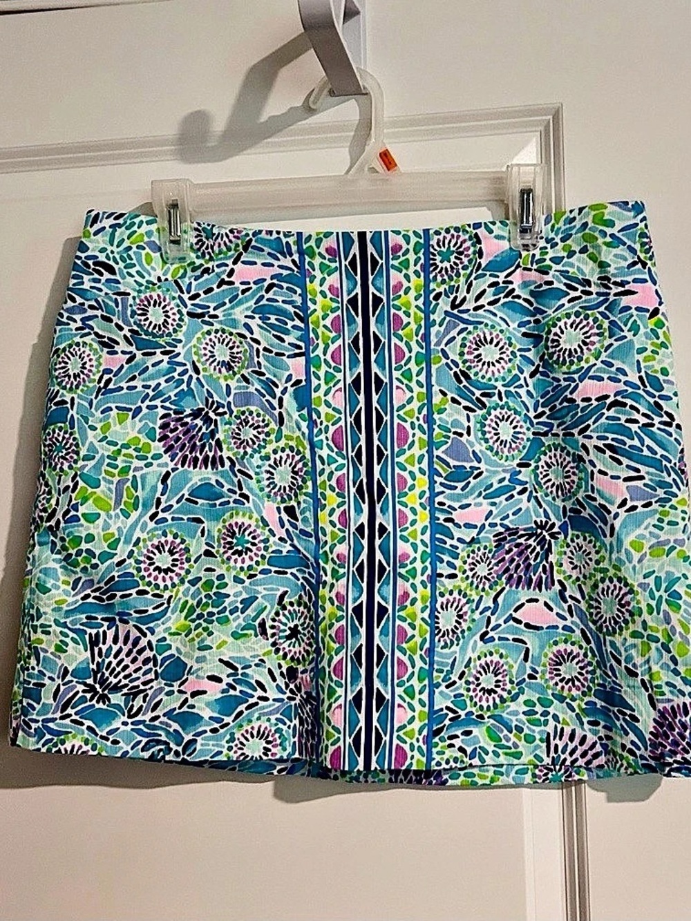 Lilly Pulitzer Floral Mini Skirt Blue & Green Size 10 Like New